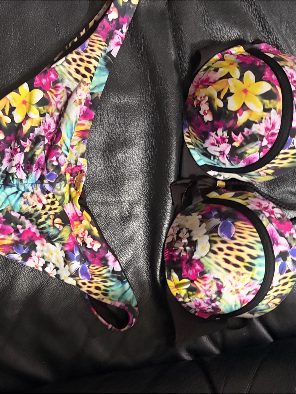 Beach Bunny Floral Animal-Print Bikini - Yellow, Pink, Purple
